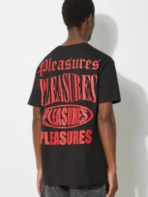 PLEASURES t-shirt bawełniany Stack T-Shirt męski kolor czarny z nadrukiem P24SP050.BLACK