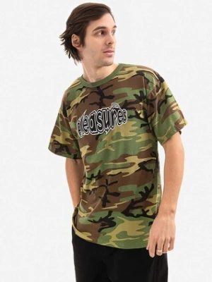 PLEASURES t-shirt Strain Logo T-shirt męski kolor zielony wzorzysty P21W054-CAMO