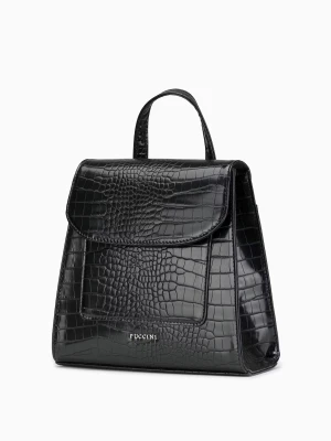 Plecak Damski Czarny Z Klapką Puccini