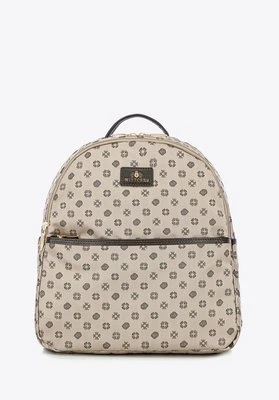 Plecak damski półokrągły elegancki w monogram beżowy Wittchen
