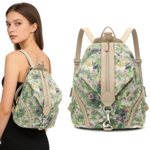 Plecak Damski Rieker, z wytrzymałego materiału z dekoracyjnym wzorem z regulowanymi szelkami pionowym zamkiem z przodu dodatkowymi kieszeniami i prak