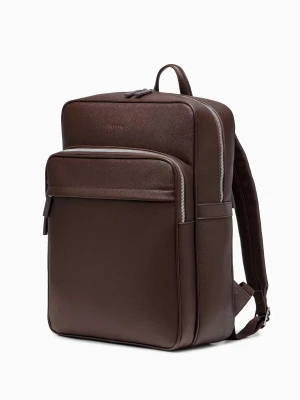 Plecak na laptopa 17" ze skóry ekologicznej brązowy Puccini