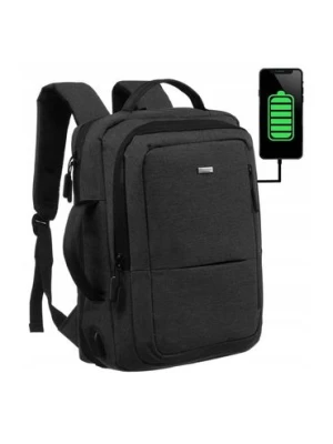 Plecak podróżny szary z miejscem na laptopa i portem USB Peterson