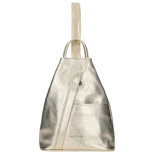 Mały złoty plecak ze skóry licowej z zapinanymi raczkami 80083-58 Wojas