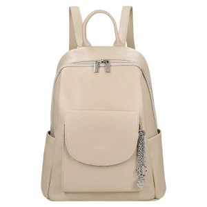 Pojemny beżowy plecak miejski ze skóry licowej 80331-54 Wojas