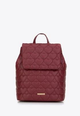 Plecak z ekoskóry pikowany w serca bordowy Wittchen