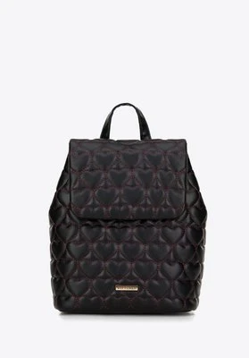 Plecak z ekoskóry pikowany w serca czarno - różowy Wittchen