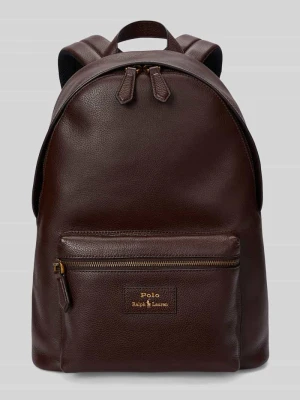 Plecak z naturalnej skóry z skóry bydlęcej Polo Ralph Lauren Ciemnobrązowy