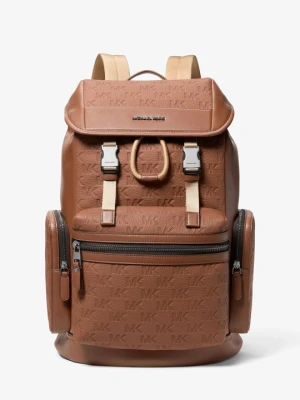 Plecak z wytłoczonym logo Jet Set ze skóry groszkowej Michael Kors BRĄZOWY (Brązowy)