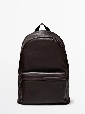 Plecak Ze Skóry Nappa Z Suwakiem - Brązowy - - Massimo Dutti - Mężczyzna