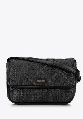 Pleciona crossbody z klapą mała czarna Wittchen