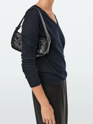 Pleciona Mini Torebka Z Owczej Skóry - Czarny - Massimo Dutti - Female