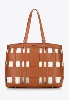 Pleciona shopperka z imitacji skóry brązowa Wittchen