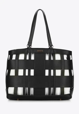 Pleciona shopperka z imitacji skóry czarna Wittchen