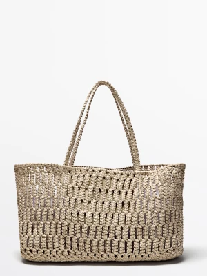 Pleciona Torba Shopper Ze Skóry Nappa - Biały - Massimo Dutti - Female