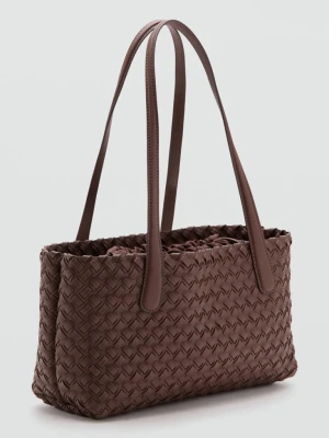 Pleciona torba tote brązowy - Kobieta - Rozmiar uniwersalny - MANGO