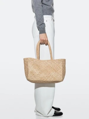 Pleciona Torebka Tote Ze Skóry Nappa - Surowy - - Massimo Dutti - Kobieta