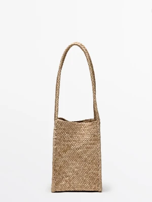 Pleciona Torebka Typu Worek Ze Skóry Nappa - Surowy - Massimo Dutti - Female