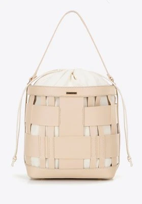 Pleciona torebka worek z ekoskóry beżowa Wittchen