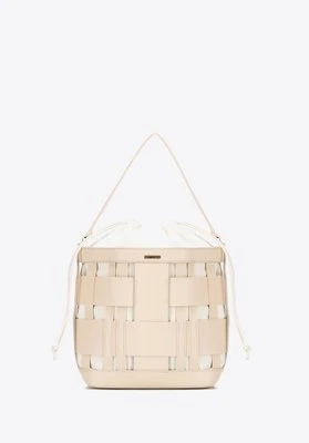 Pleciona torebka worek z ekoskóry beżowa Wittchen