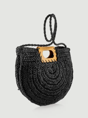 Pleciona torebka z brązowym uchwytem Top Secret