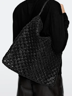 Pleciona Torebka Ze Skóry Nappa - Czarny - Massimo Dutti - Female