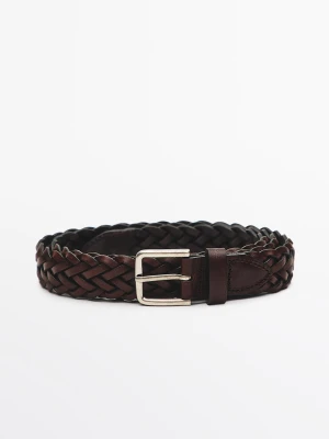 Pleciony Pasek Ze Skóry Nappa - Brązowy - - Massimo Dutti - Mężczyzna