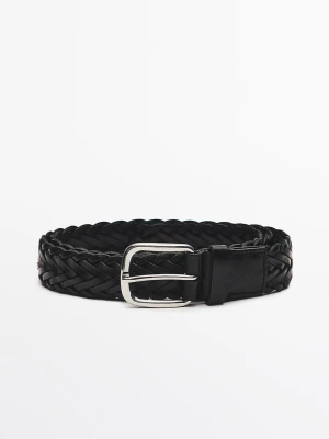 Pleciony Pasek Ze Skóry Nappa - Czarny - - Massimo Dutti - Mężczyzna