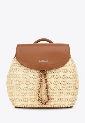 Pleciony plecak z troczkiem beżowo - brązowy Wittchen
