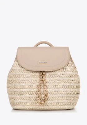 Pleciony plecak z troczkiem beżowy Wittchen