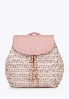 Pleciony plecak z troczkiem różowy Wittchen