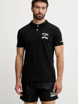 PLEIN SPORT polo męski kolor czarny z nadrukiem PS25MPL01