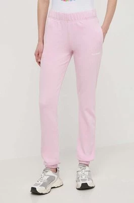 PLEIN SPORT spodnie dresowe bawełniane kolor różowy gładkie