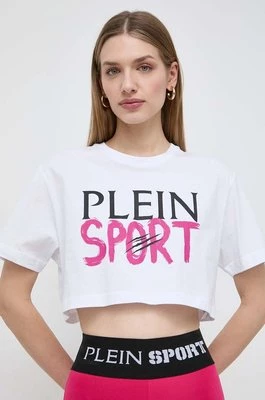 PLEIN SPORT t-shirt bawełniany damski kolor biały