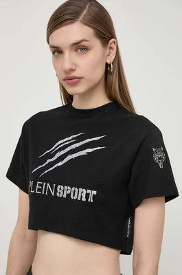 PLEIN SPORT t-shirt bawełniany damski kolor czarny