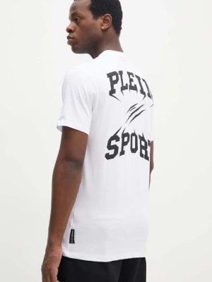 PLEIN SPORT t-shirt bawełniany męski kolor biały z nadrukiem FADC MTK7560 STE003N
