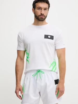 PLEIN SPORT t-shirt bawełniany męski kolor biały z nadrukiem PS25MTS02