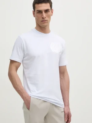 PLEIN SPORT t-shirt bawełniany męski kolor biały z nadrukiem SAEC MTK8011 STE001N