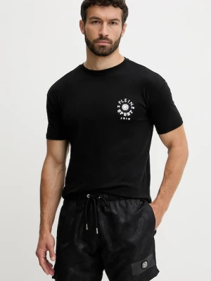 PLEIN SPORT t-shirt bawełniany męski kolor czarny z aplikacją PS25MTS09