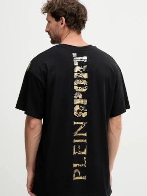 PLEIN SPORT t-shirt bawełniany męski kolor czarny z nadrukiem FAEC MTK8360 STE001N