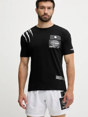 PLEIN SPORT t-shirt bawełniany męski kolor czarny z nadrukiem PS25MTS03