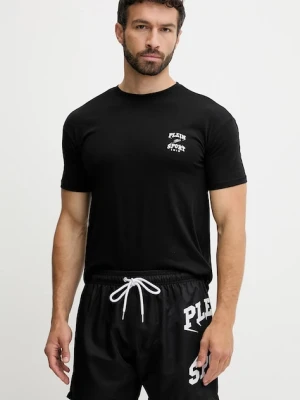 PLEIN SPORT t-shirt bawełniany męski kolor czarny z nadrukiem PS25MTS08