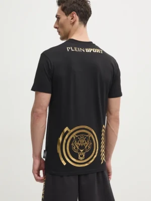 PLEIN SPORT t-shirt bawełniany męski kolor czarny z nadrukiem SAEC MTK8011 STE001N