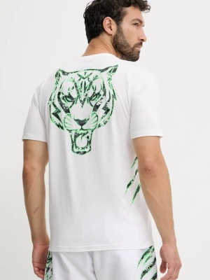 PLEIN SPORT t-shirt męski kolor biały z nadrukiem PS25MTS05