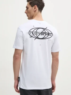 PLEIN SPORT t-shirt męski kolor biały z nadrukiem SAEC MTK8012 STE001N