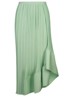 Plisowana Satynowa Spódnica Zielona Lanvin
