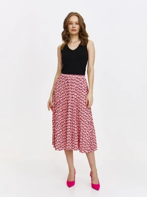 Plisowana spódnica midi z różowym printem Top Secret