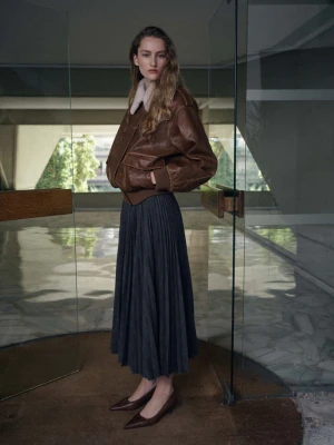 Plisowana spódnica w kratę szary - Kobieta - - MANGO