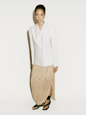 Plisowana Spódnica Z Fałdami − Limited Edition - Waniliowy - - Massimo Dutti - Kobieta