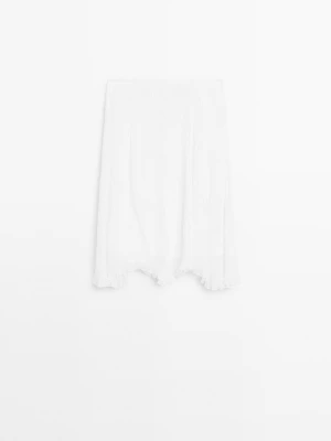 Plisowana Spódnica Z Ozdobnym Godetem - Biały - - Massimo Dutti - Kobieta